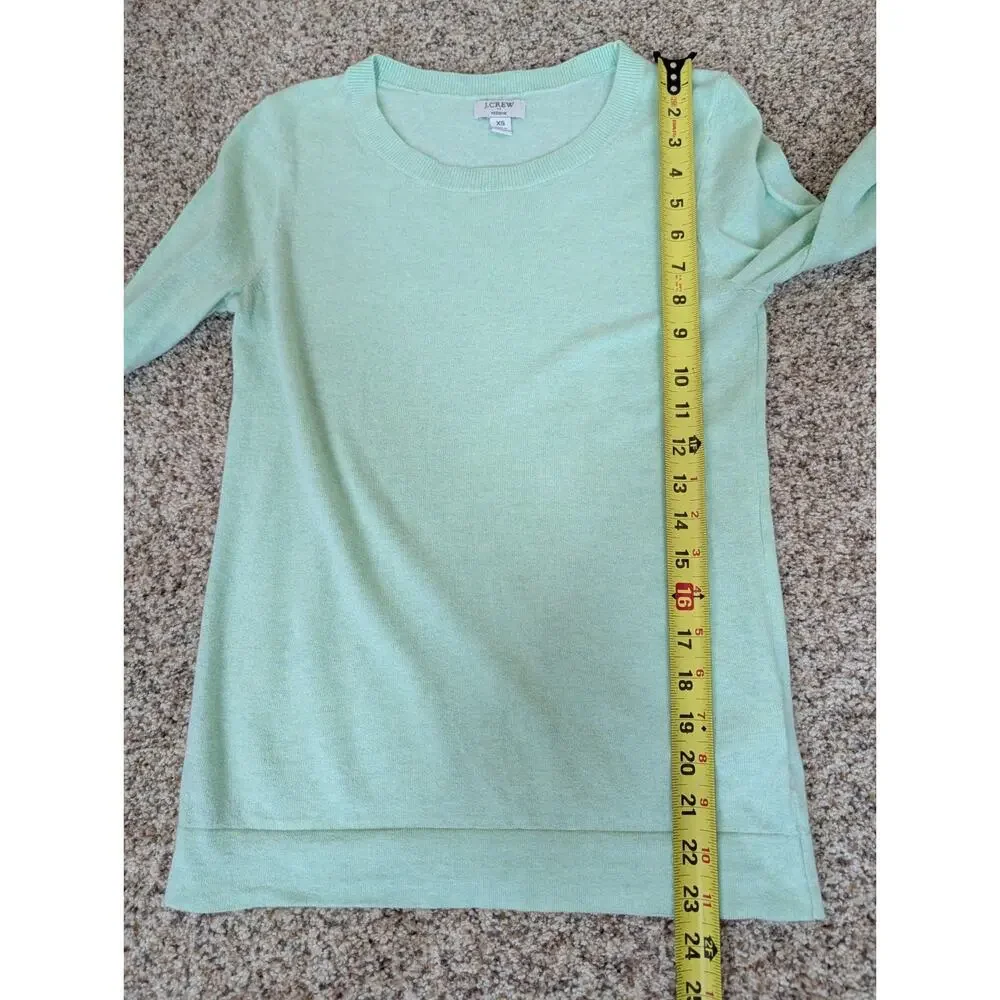 J.CREW Sweater Women XS Mint Green Pullover 100% Cotton Lightweight Thin